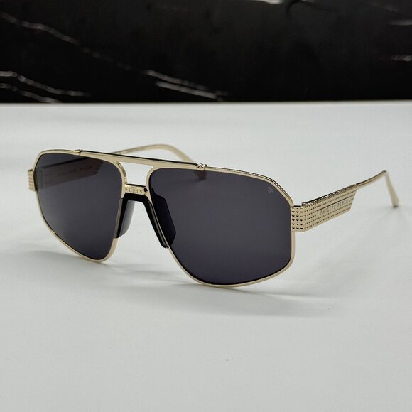 NEW PHILIPP PLEIN SPP106M 302 GOLD/GRAY MEN SUNGLASSES - Picture 3 of 11